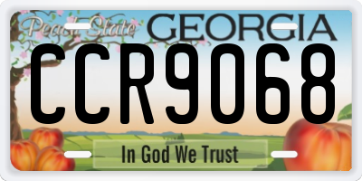 GA license plate CCR9068