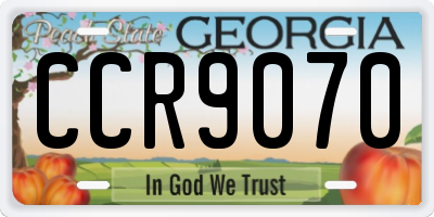 GA license plate CCR9070