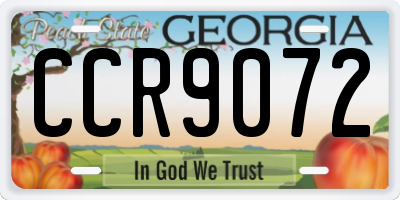 GA license plate CCR9072
