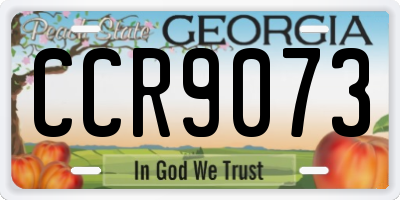GA license plate CCR9073