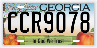 GA license plate CCR9078