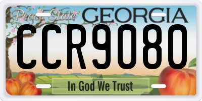 GA license plate CCR9080