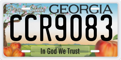 GA license plate CCR9083