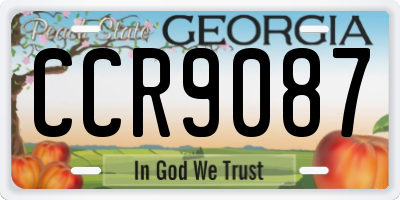GA license plate CCR9087