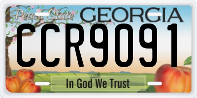 GA license plate CCR9091