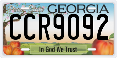 GA license plate CCR9092
