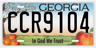 GA license plate CCR9104