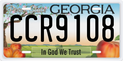 GA license plate CCR9108