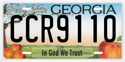 GA license plate CCR9110