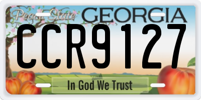 GA license plate CCR9127
