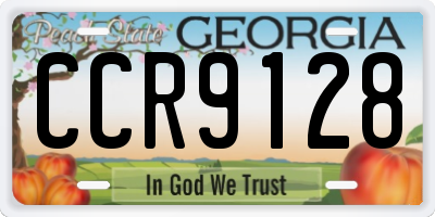 GA license plate CCR9128