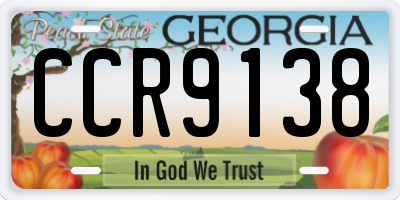 GA license plate CCR9138