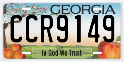 GA license plate CCR9149