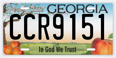 GA license plate CCR9151