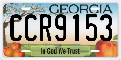 GA license plate CCR9153