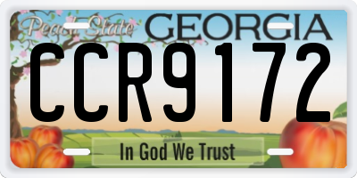 GA license plate CCR9172