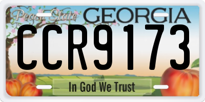 GA license plate CCR9173