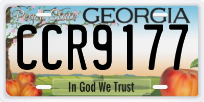 GA license plate CCR9177