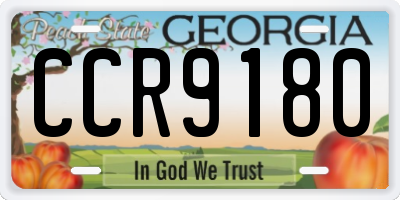 GA license plate CCR9180