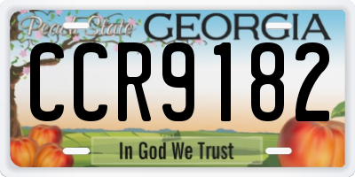GA license plate CCR9182