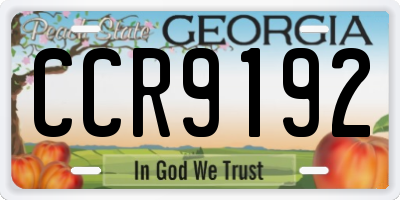 GA license plate CCR9192
