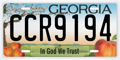 GA license plate CCR9194