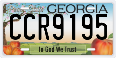 GA license plate CCR9195