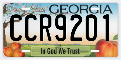 GA license plate CCR9201
