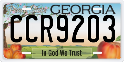GA license plate CCR9203