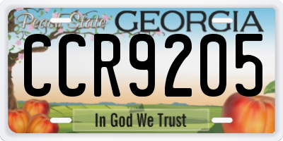GA license plate CCR9205