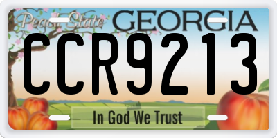 GA license plate CCR9213