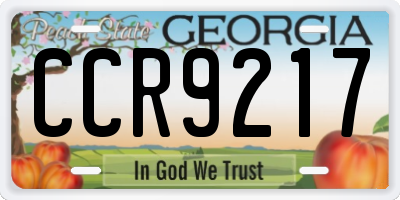 GA license plate CCR9217