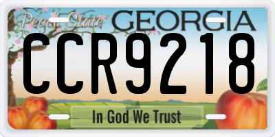 GA license plate CCR9218