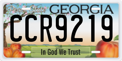 GA license plate CCR9219