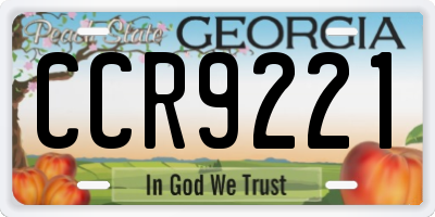 GA license plate CCR9221