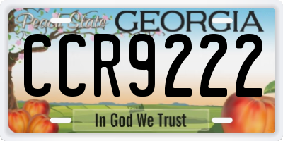GA license plate CCR9222