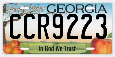 GA license plate CCR9223