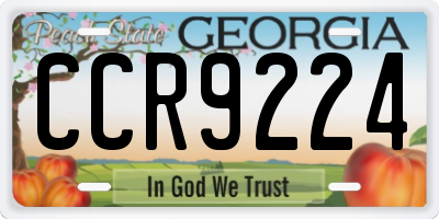 GA license plate CCR9224