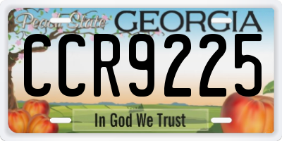 GA license plate CCR9225