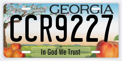 GA license plate CCR9227