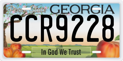 GA license plate CCR9228