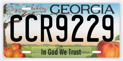 GA license plate CCR9229