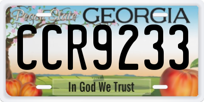 GA license plate CCR9233