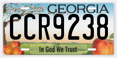 GA license plate CCR9238
