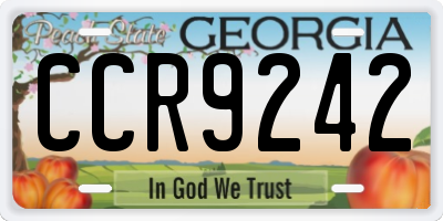 GA license plate CCR9242