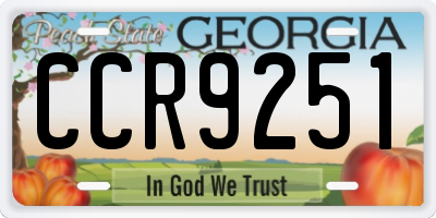 GA license plate CCR9251