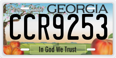 GA license plate CCR9253