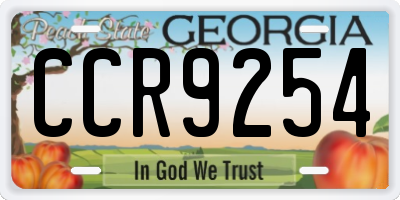 GA license plate CCR9254