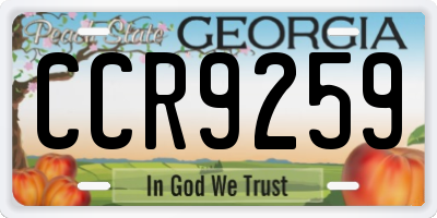 GA license plate CCR9259