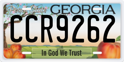 GA license plate CCR9262